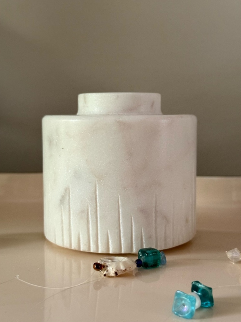 Mud Pie White Marble Bud Vase
